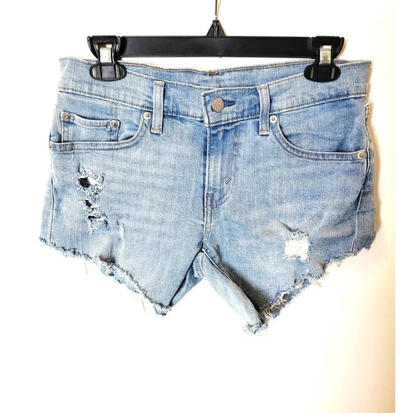 Levi's Raw Hem Denim Shorts 28 - Picture 1 of 5